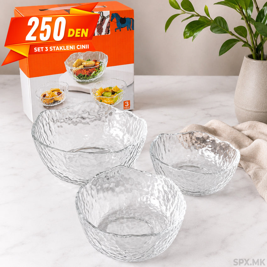 Set od 3 Stakleni Cinii za Salata