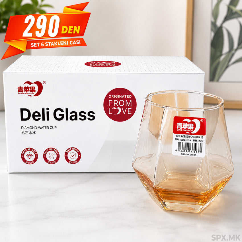 Set Stakleni Casi za Voda „Diamond“