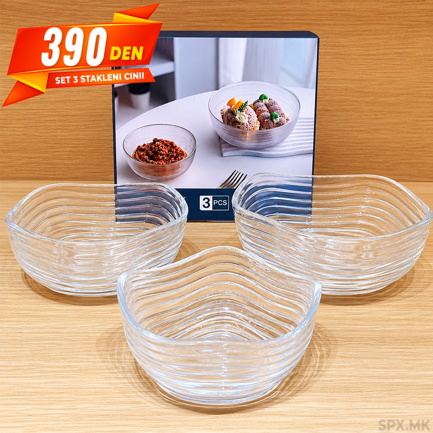 Set Dlaboki Stakleni Cinii (3 Parcinja)