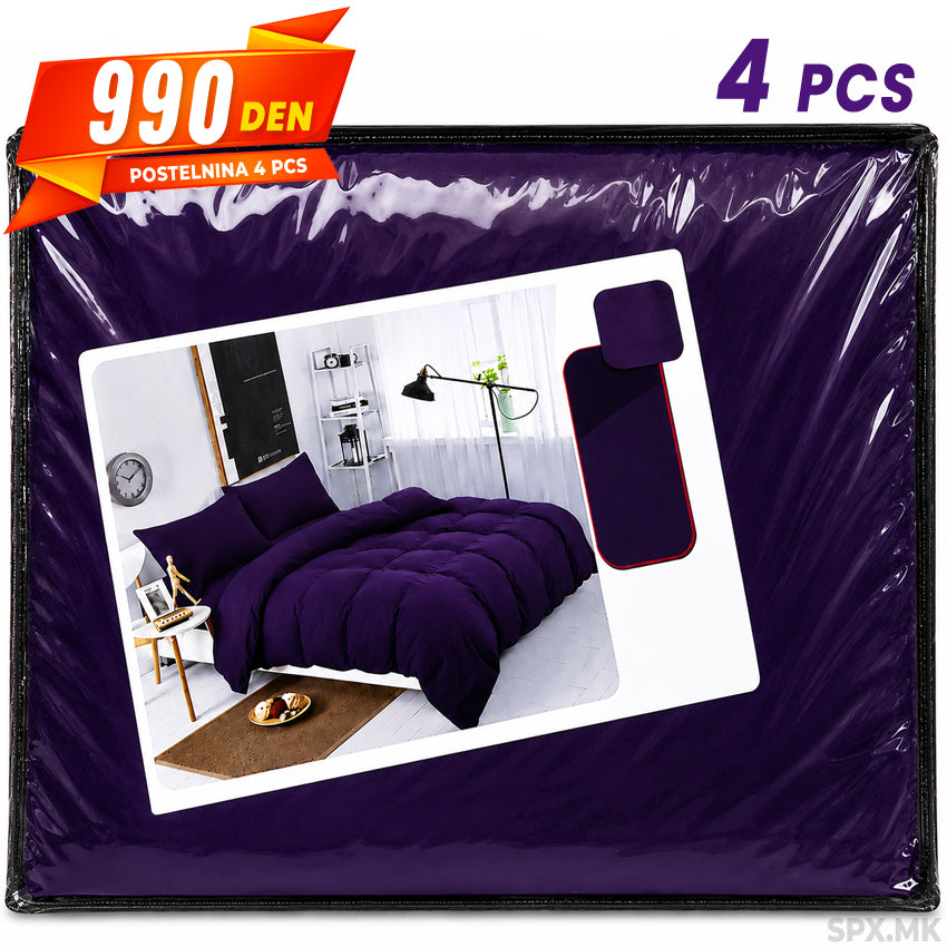 Temnovioletova Postelnina 4 pcs
