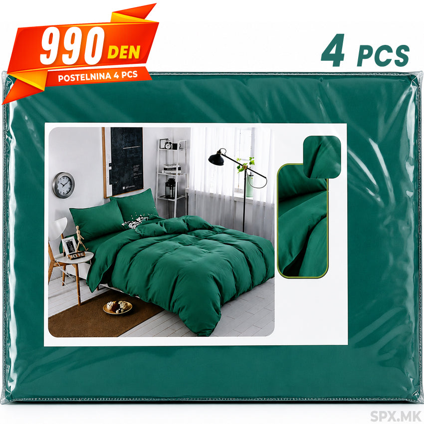 Smaragdno Zelena Postelnina 4 pcs
