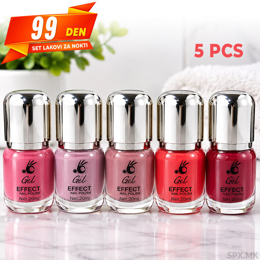 Set lakovi za nokti so gel-efekt 5 pcs