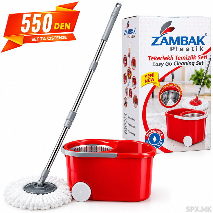 Set za chistenje so kofichka na trkalca i mop (Easy Go Cleaning Set)