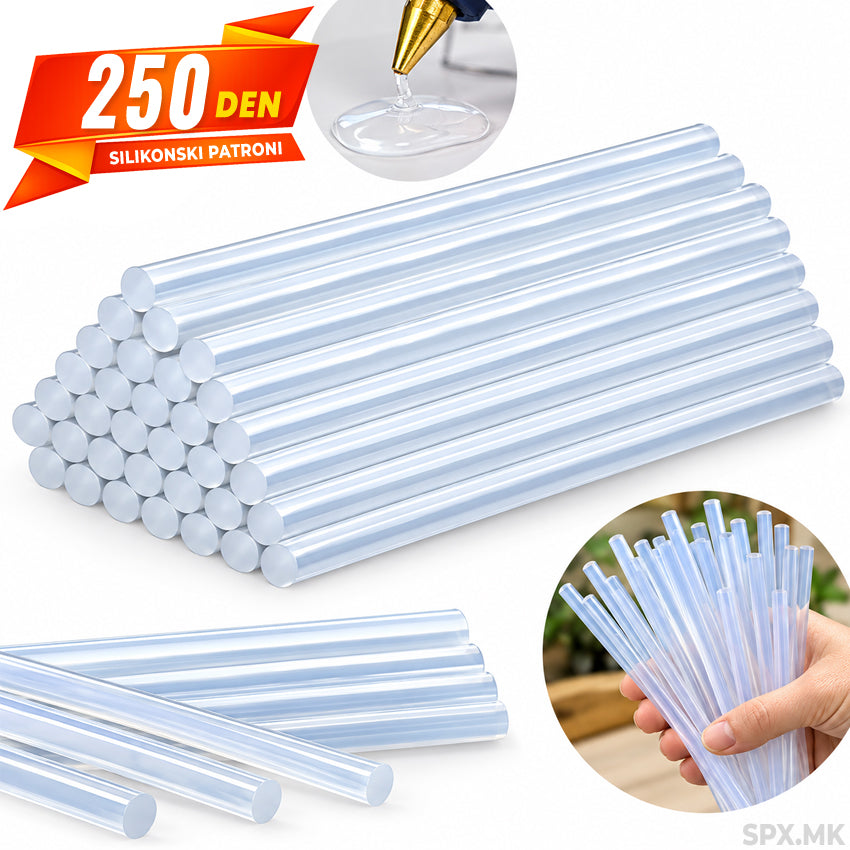 Silikonski patroni za toplen lepak (Transparentni)