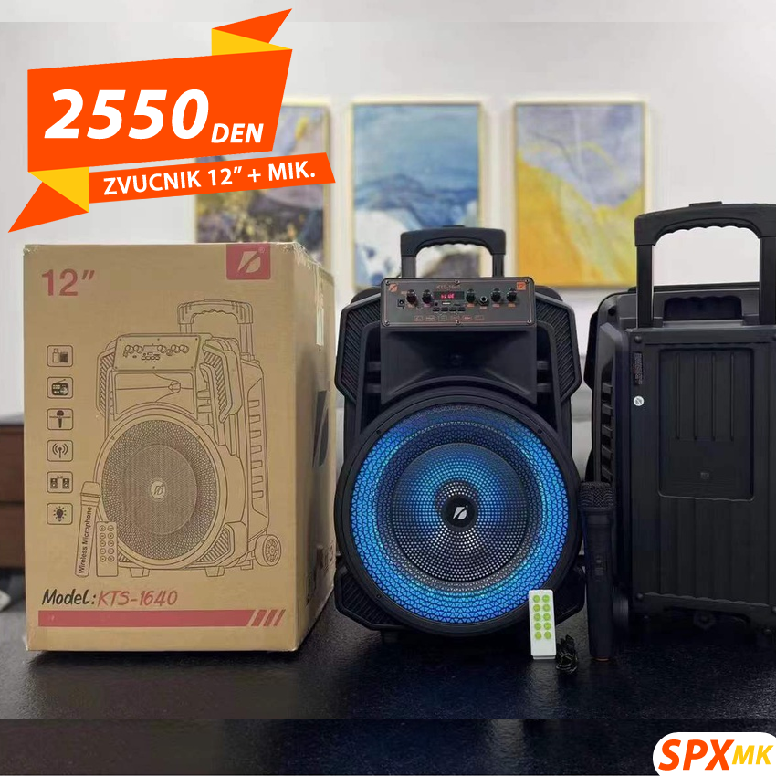 Karaoke Zvucnik 12 Inch + Bezicen Mikrofon