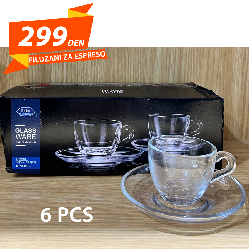 Set 6 Stakleni Solji za Espreso