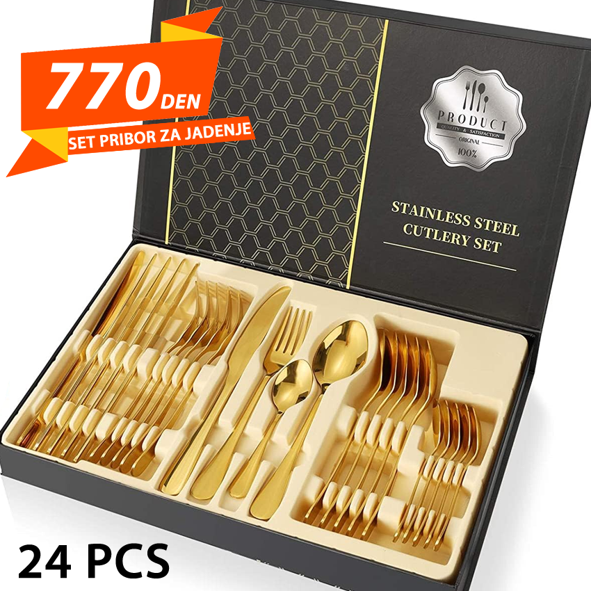 Set Pribor za Jadenje Gold 24 pcs