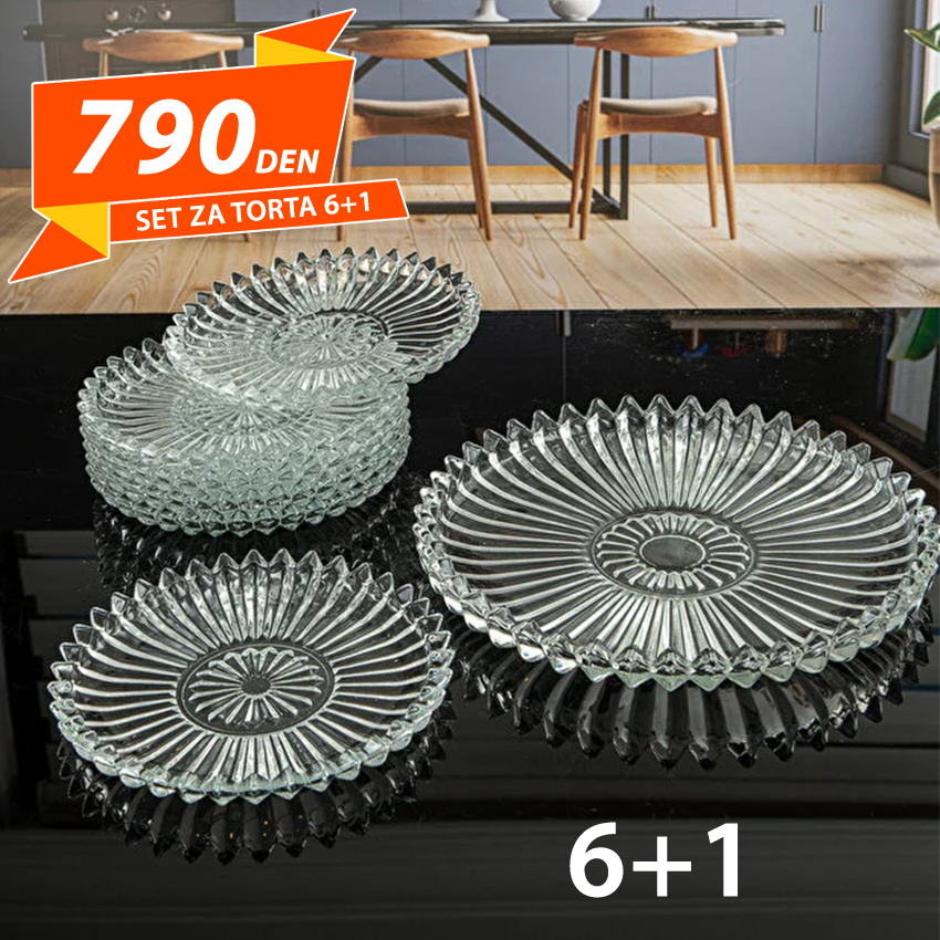 Staklen Set za Torta 6+1