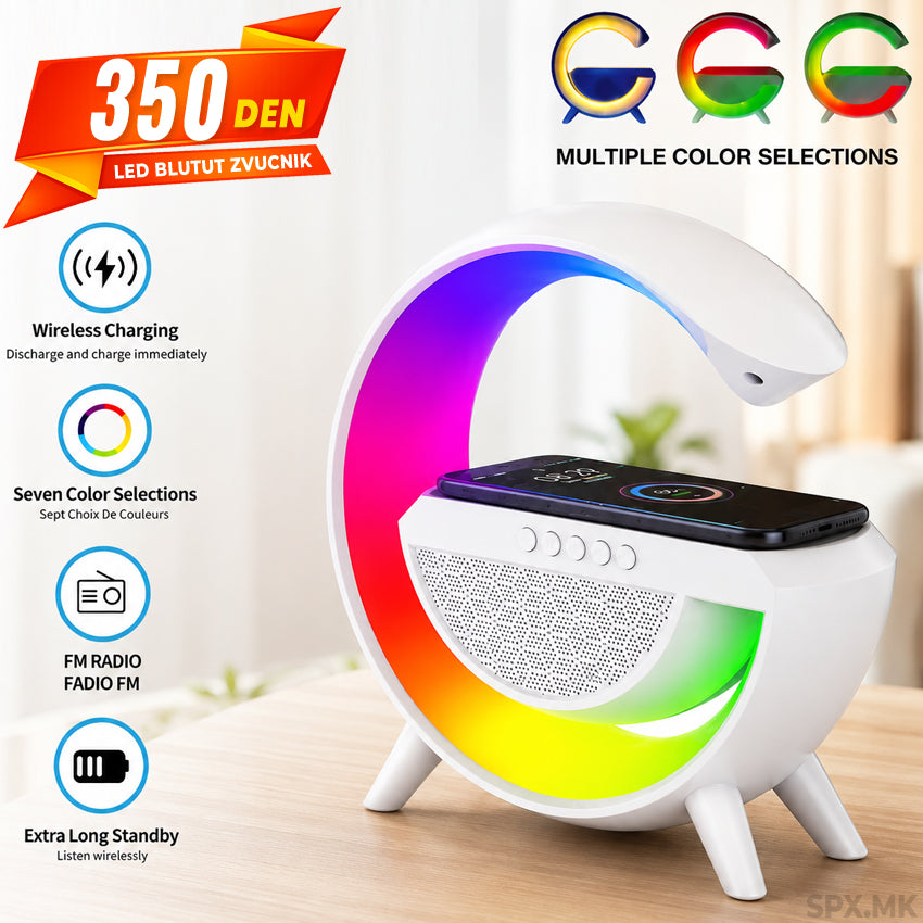 Multifunkcionalen LED Bluetooth Zvucnik so Bezzicno Polnenje G-Shape