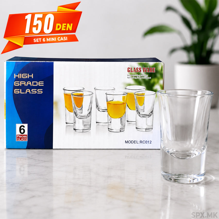 Set od 6 Mini Stakleni Casi za Pijalaci