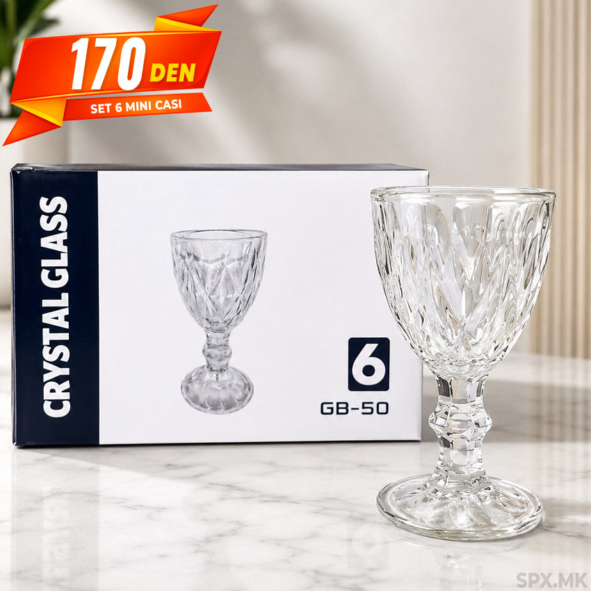 Set od 6 Mini Kristalni Casi na Stapalka