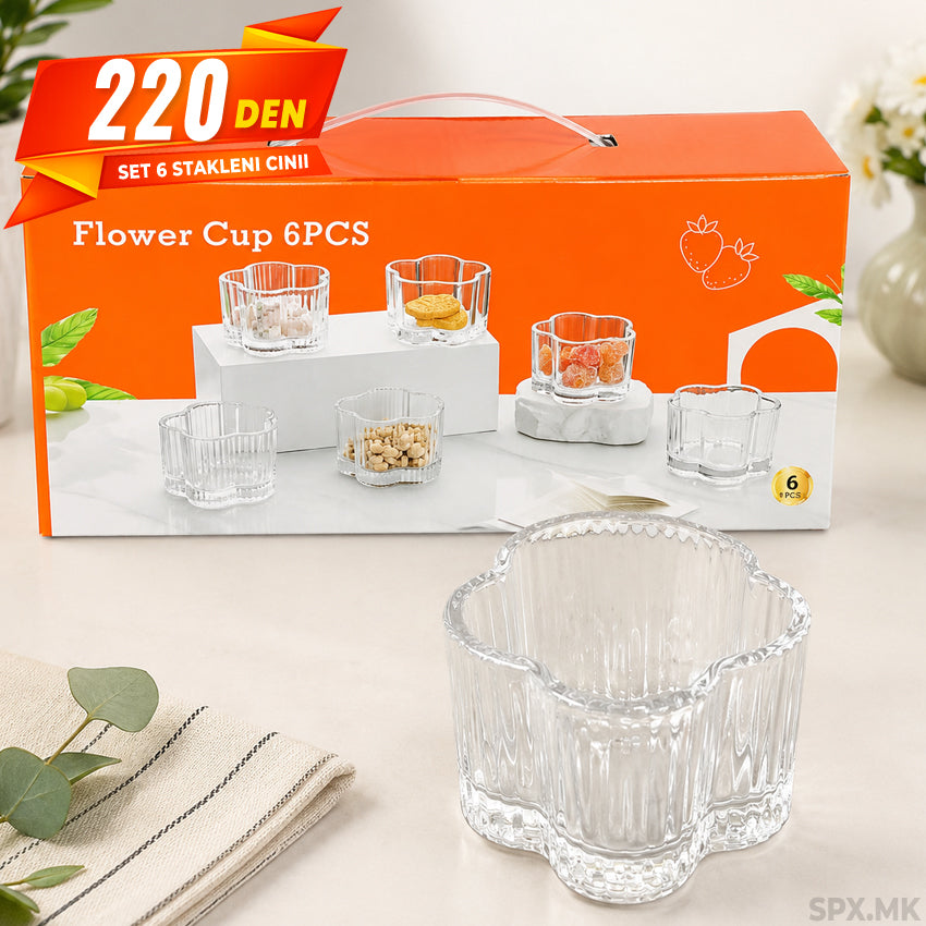Set od 6 Cinii vo Forma na Cvet