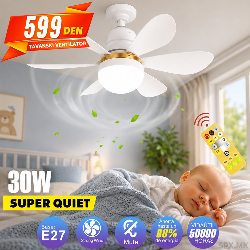 Tavanski Ventilator so Osvetluvanje