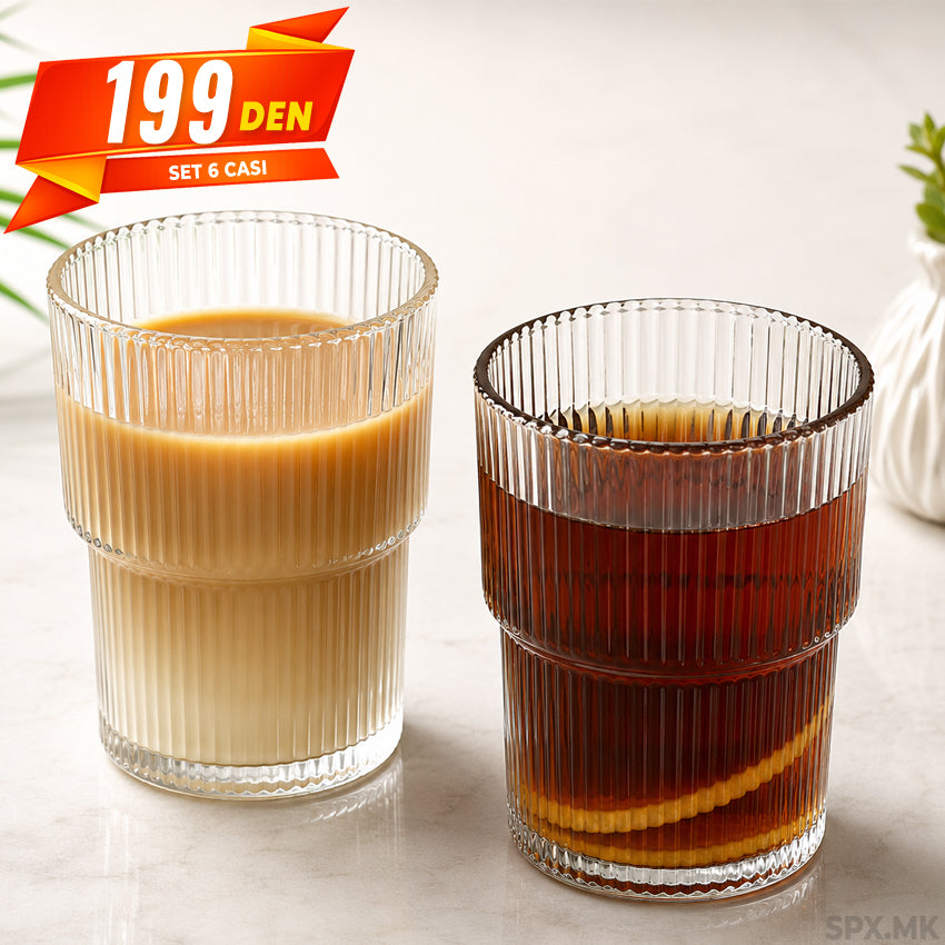 Set od 6 Rebrasti Casi za Kafe