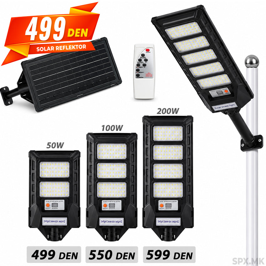 Solarna LED Ulicna Svetilka so Daljinsko Upravuvanje