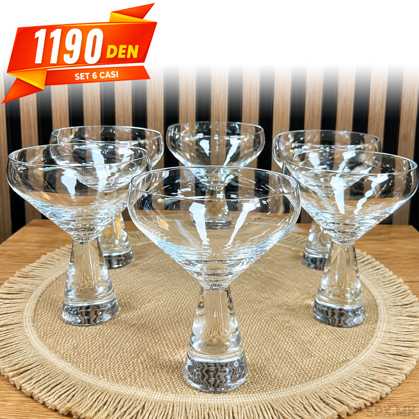 Set od 6 Elegantni Casi za Kokteli