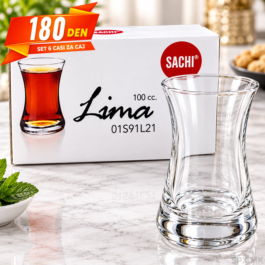 Set Stakleni Caši za Caj "Sachi Lima" (100 cc)