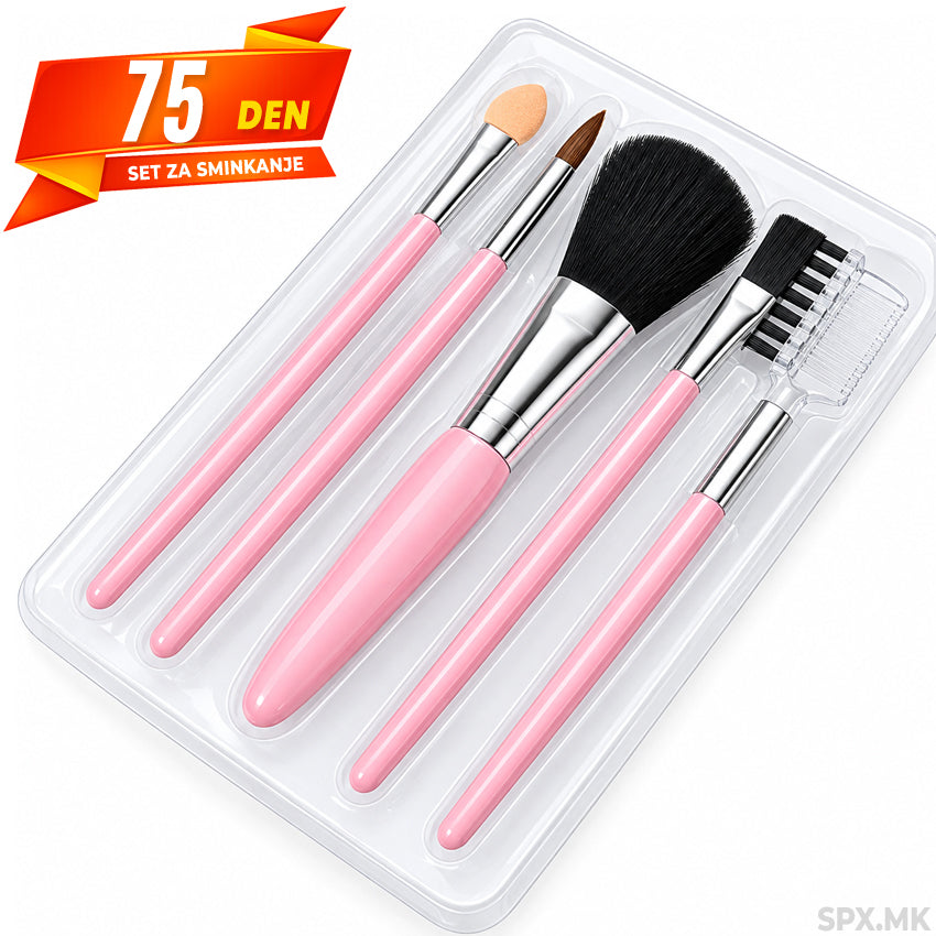 Set Rozovi Cetki za Sminkanje (5 delovi)