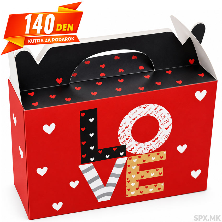 Crvena Kutija za Podarok so Racka „LOVE“