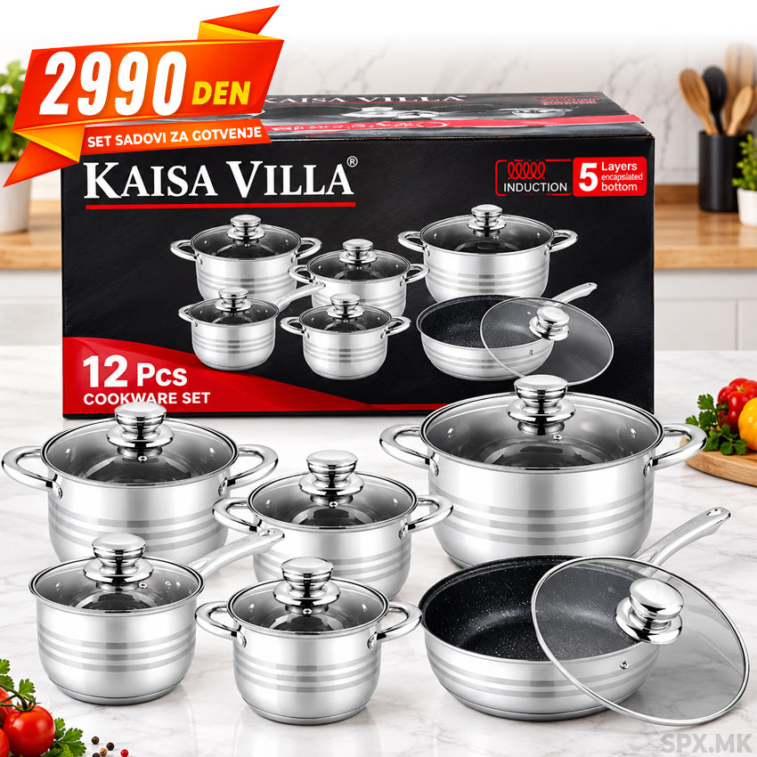 Kaisa Villa set od 12 delovi inox sadovi za gotvenje