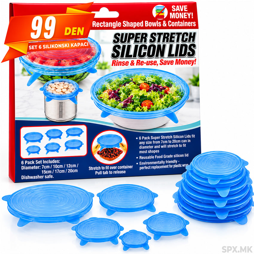 Set od 6 elastichni silikonski kapaci