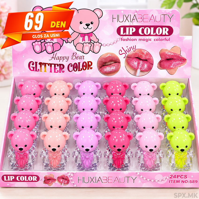 Glos za usni so bleskav sjaj „Happy Bear“
