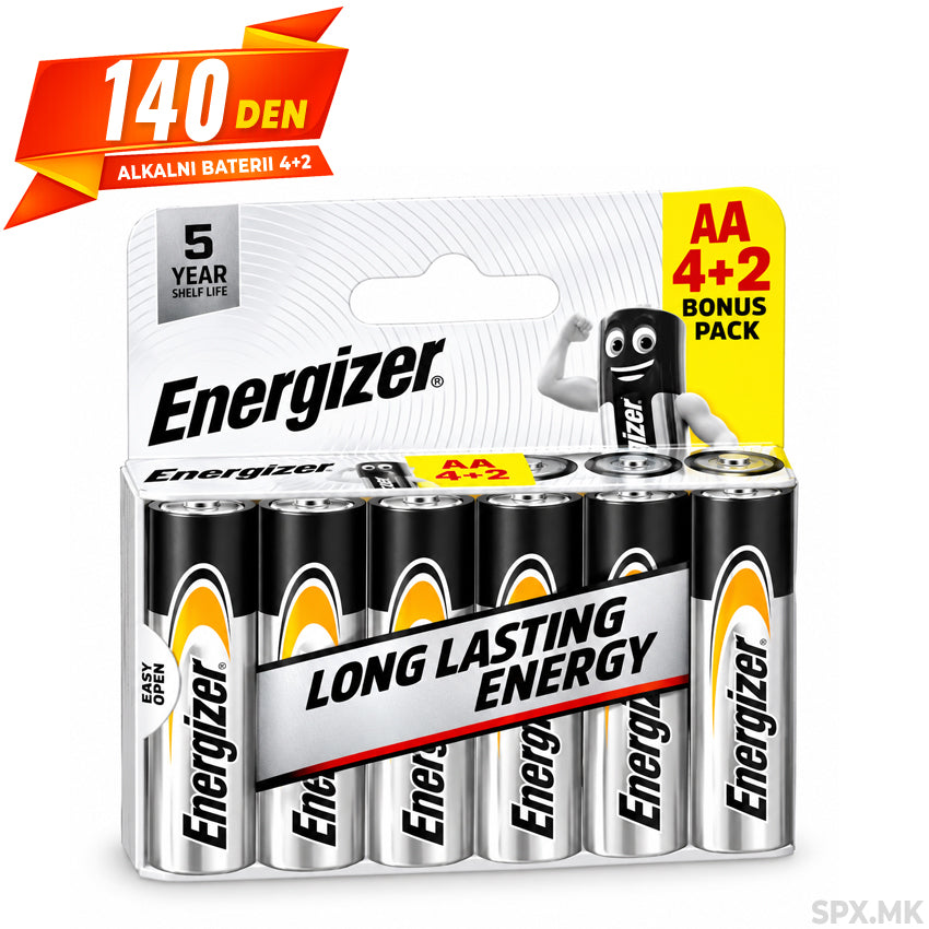 Energizer Alkaline AA Baterii (4+2 Bonus Pack)