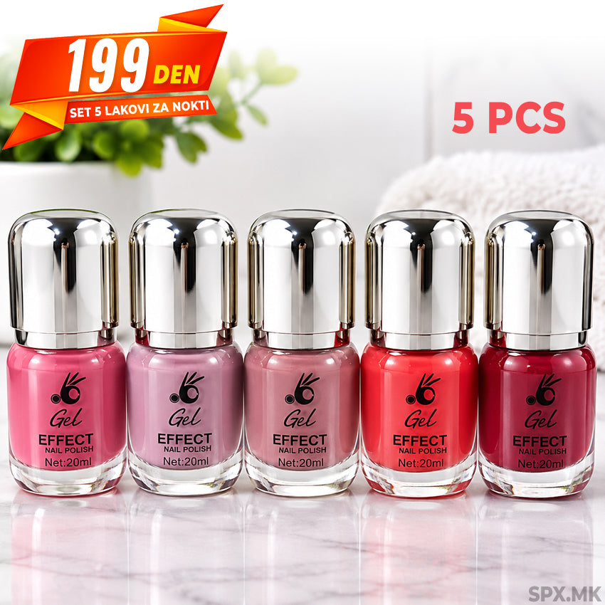 Set lakovi za nokti so gel-efekt 5 pcs