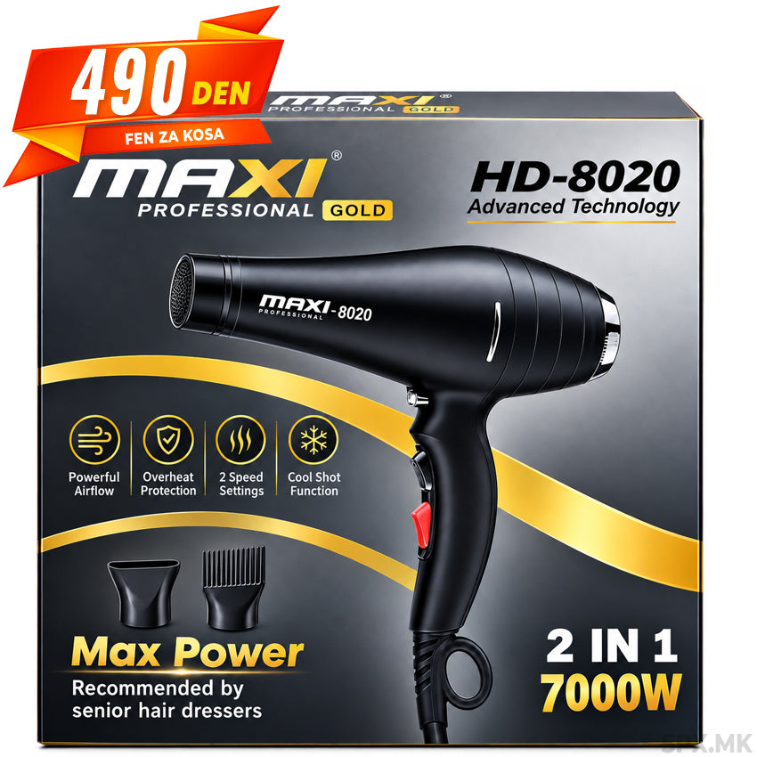 MAXI Professional Gold HD-8020 Fen za Kosa (7000W)