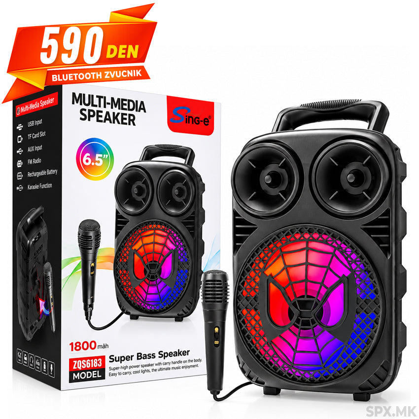 Prenosen Bluetooth Zvucnik so Mikrofon i RGB Osvetluvanje