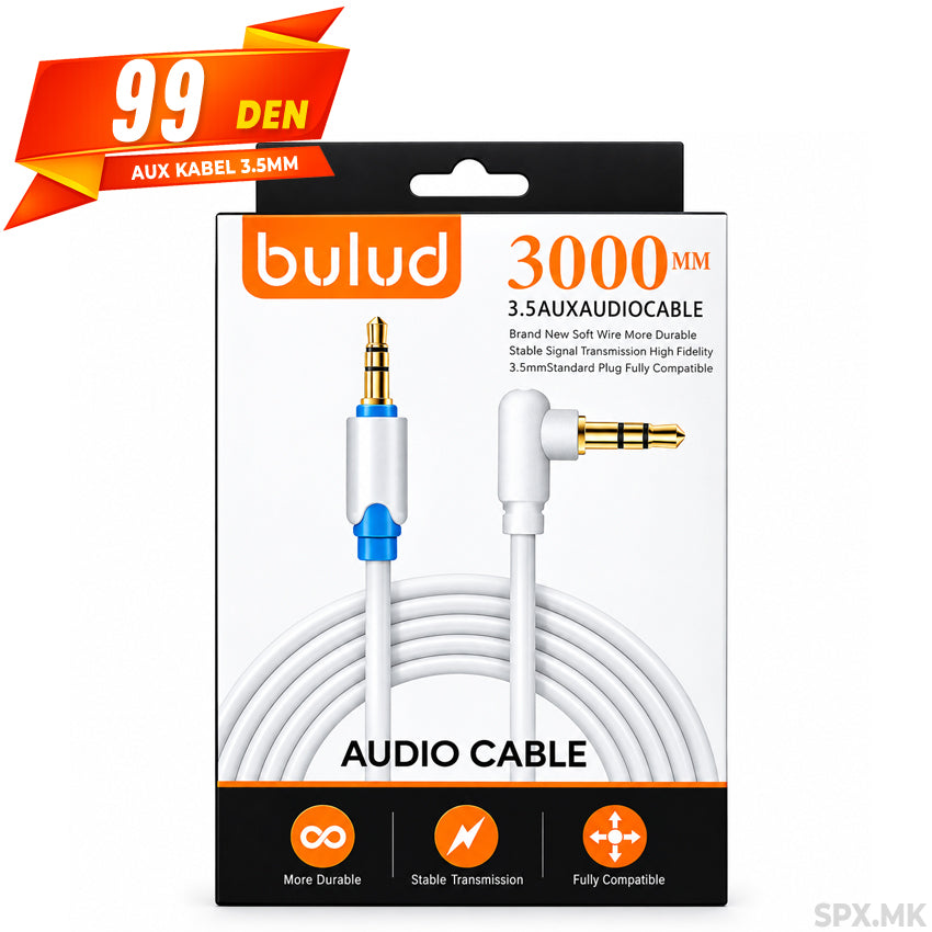 AUX Audio Kabel 3.5mm Bulud (3m)