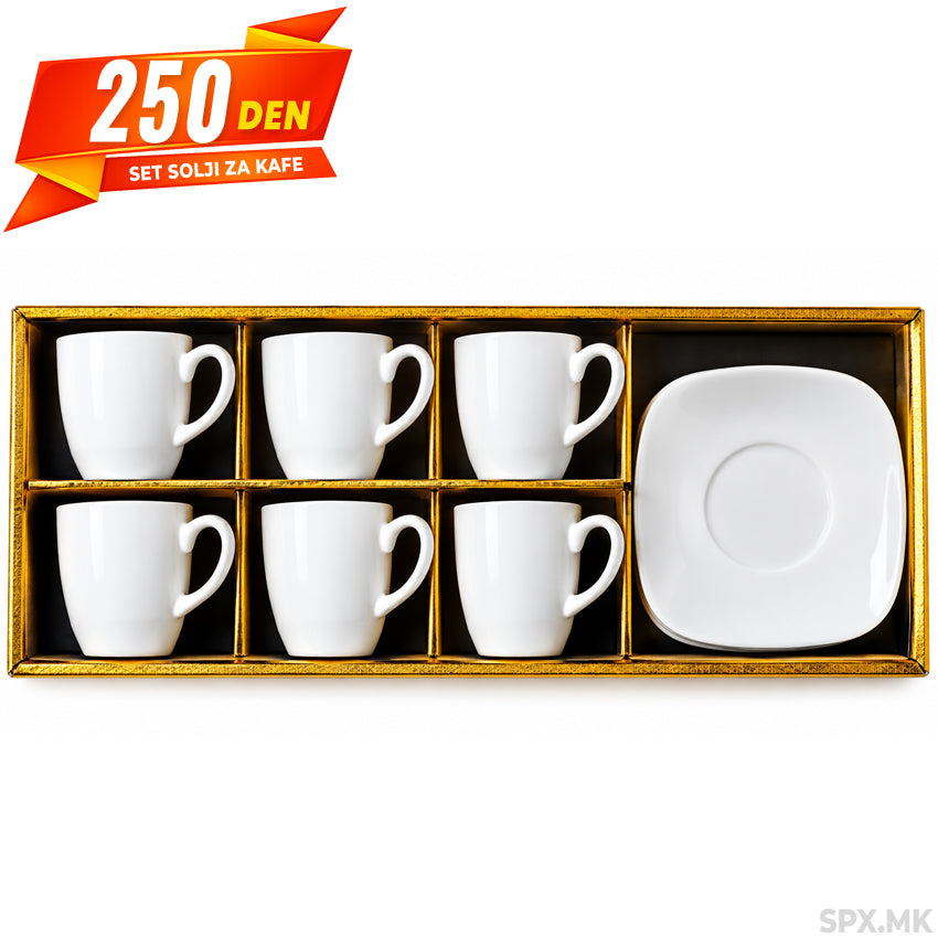 Set Solji za Kafe / Caj so Tacni (12 Delovi)