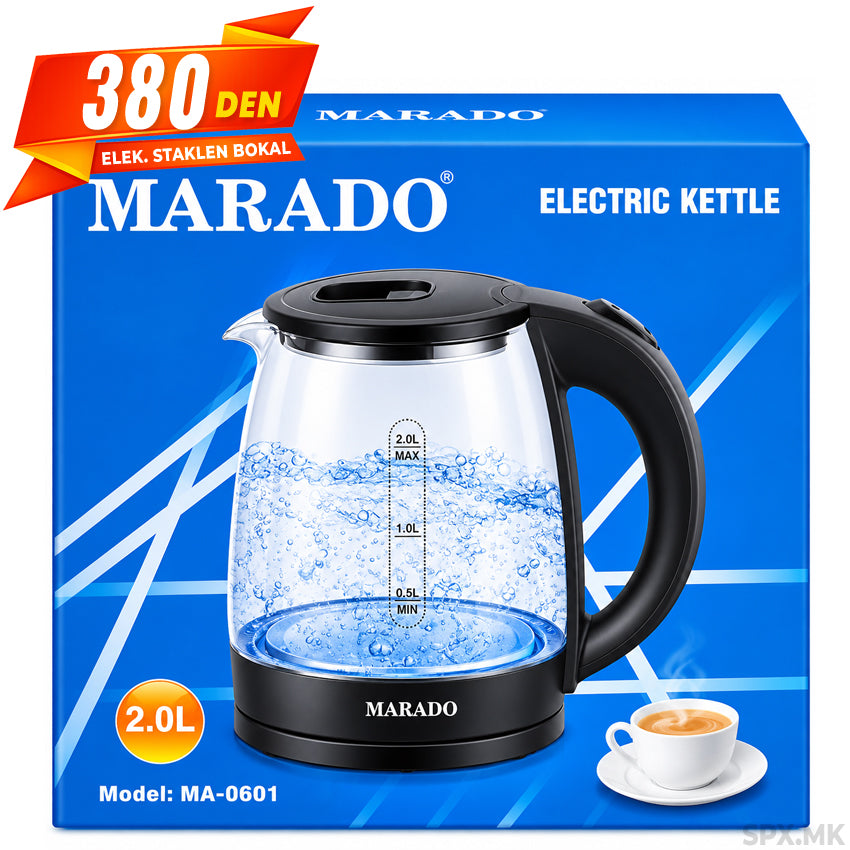 Staklen elektricen bokal za voda MARADO