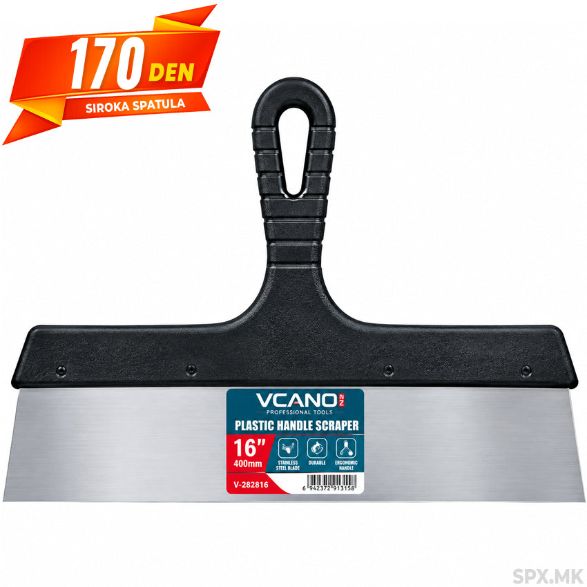 Siroka spatula so plasticna racka