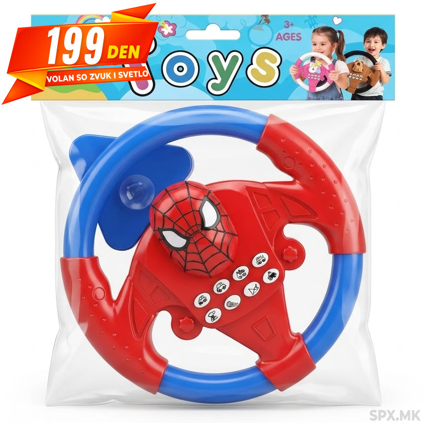 Detski interaktiven volan so zvuk i svetlo (Spider-Man)