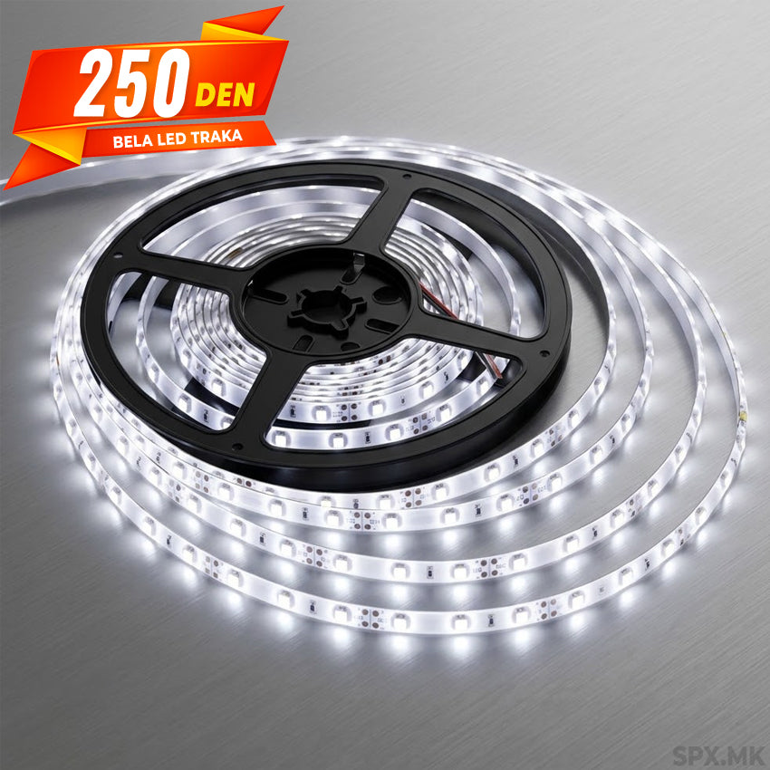Bela LED lentasta traka na kotur