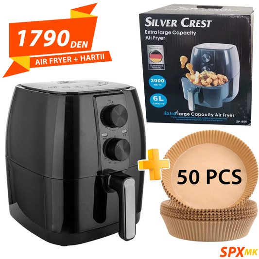 Air Fryer 6 Litri + Hartii 50 pcs