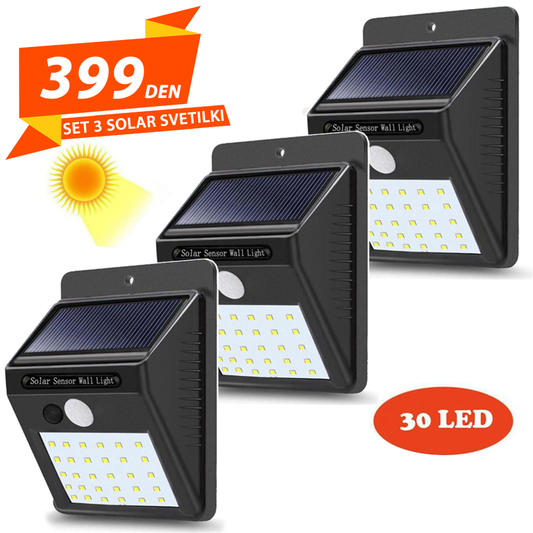 Set 3 Solar Lambi so 30 Led Diodi