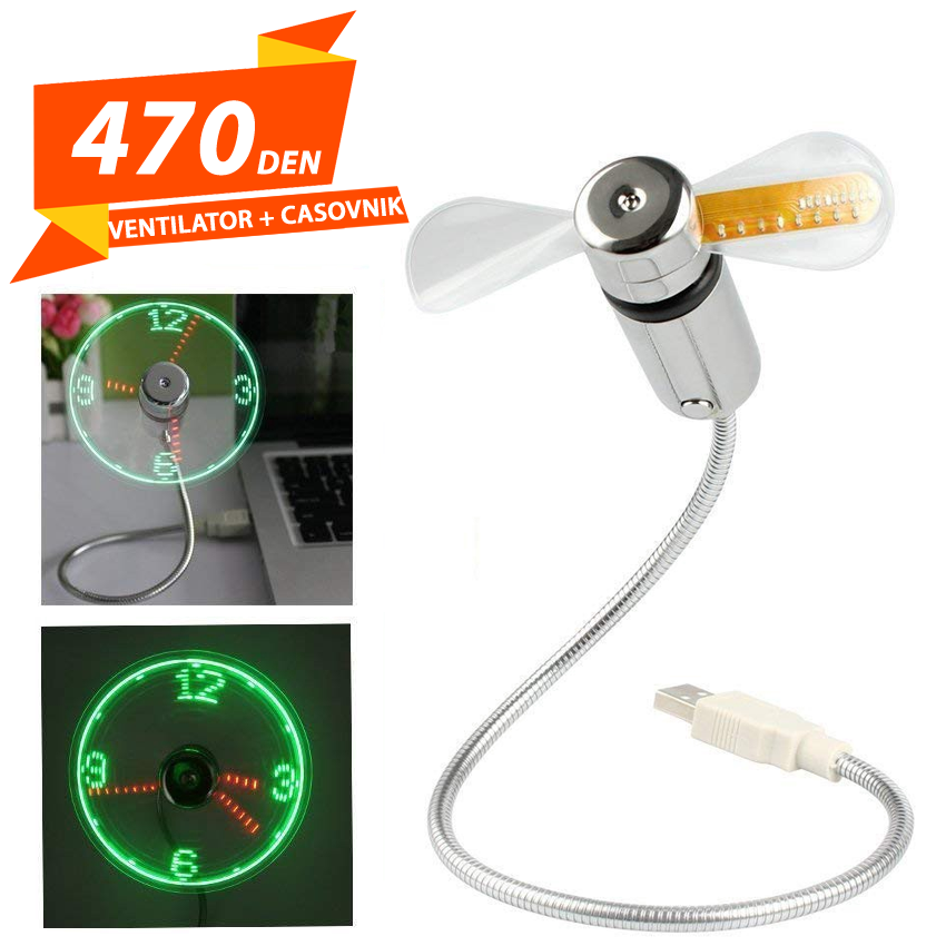 Usb Ventilator + Led Casovnik