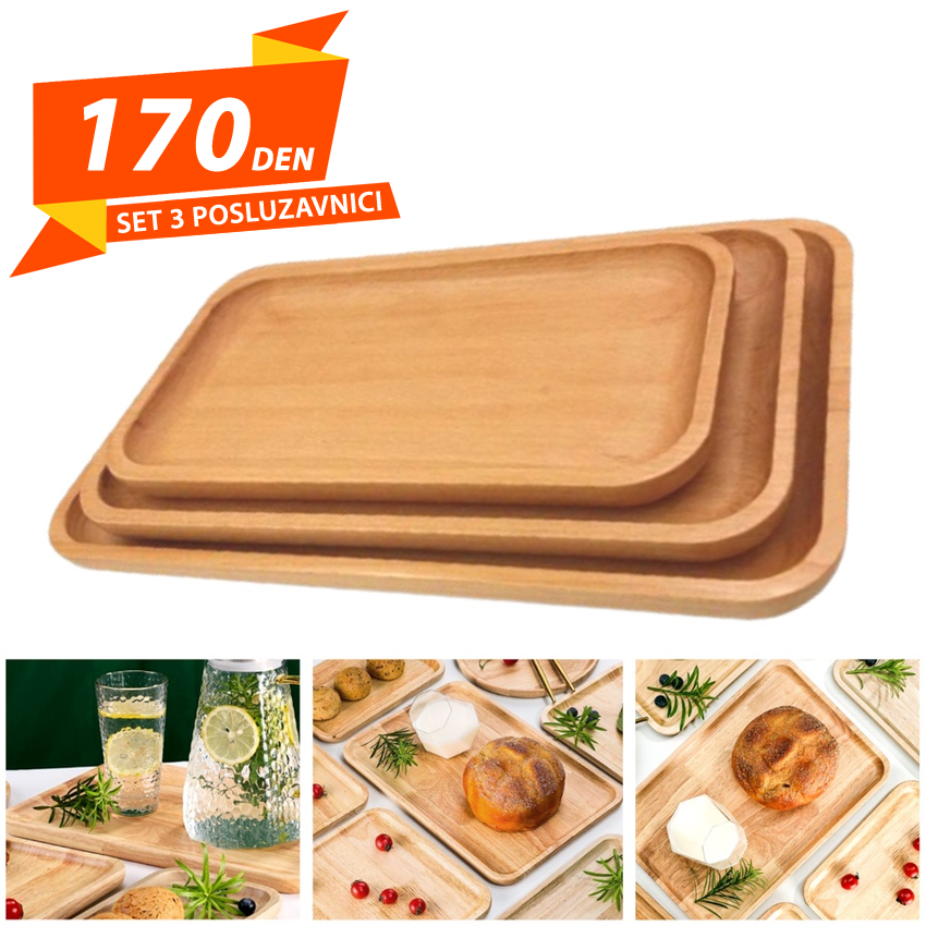 Set 3 Drveni Posluzavnici