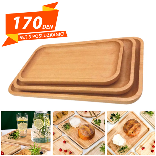 Set 3 Drveni Posluzavnici