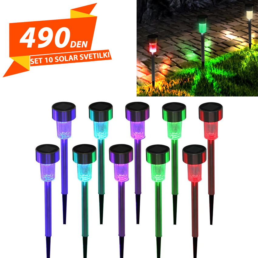 Set 10 Rgb Solar Svetilki