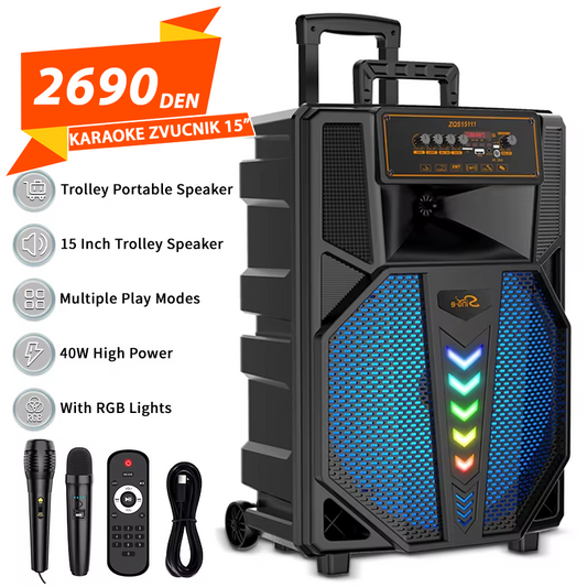 Karaoke Zvucnik 15" + 2 Mikrofoni