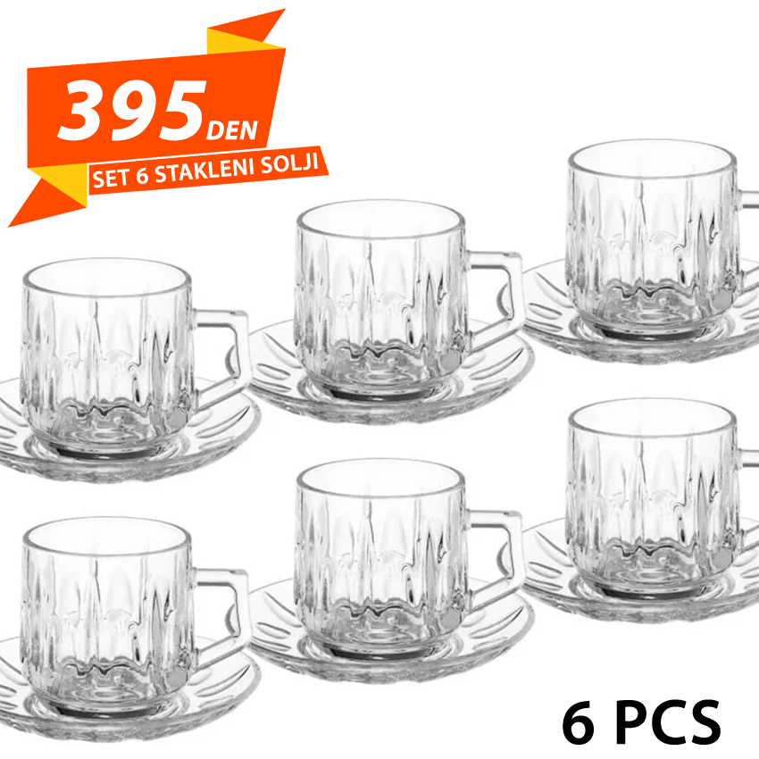 Set 6 Stakleni Solji za Kafe
