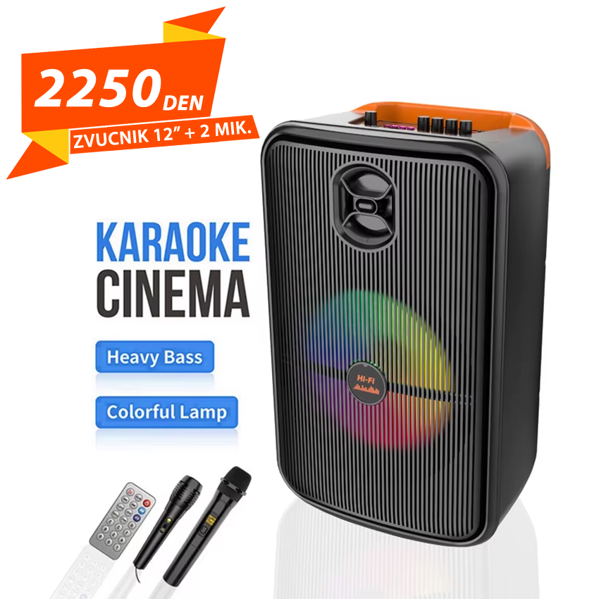 Karaoke Zvucnik 12" + 2 Mikrofoni