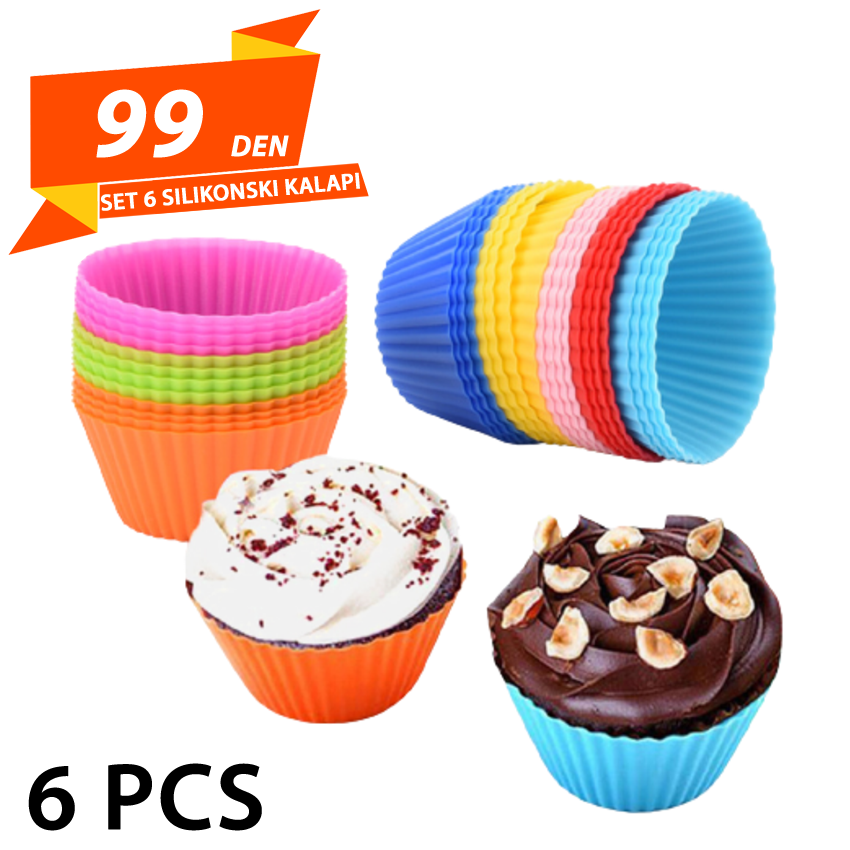 Set 6 Silikonski Kalapi za Mafini