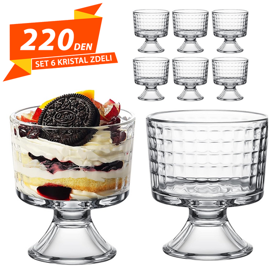 Set 6 Kristalni Zdeli za Desert