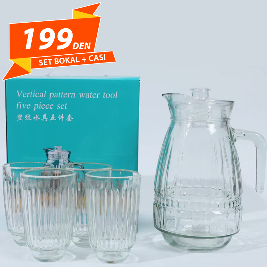 Set Staklen Bokal + Casi