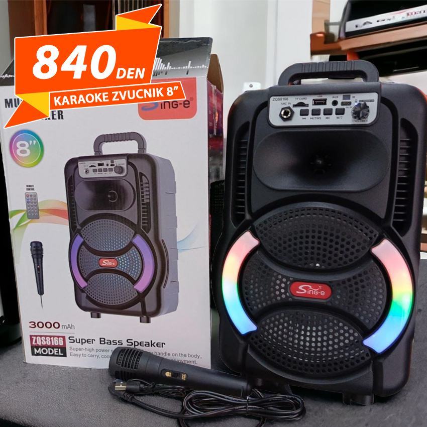 Karaoke Zvucnik 8" + Mikrofon