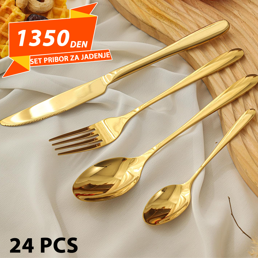 Set Pribor za Jadenje Gold 24 pcs